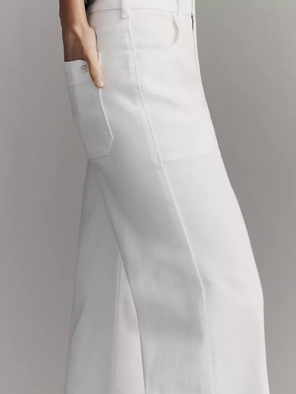 Pilcro Rylan Relaxed Wide-Leg High-Rise Flare Jeans - Chalk - Sz 27 - Picture 2 of 5